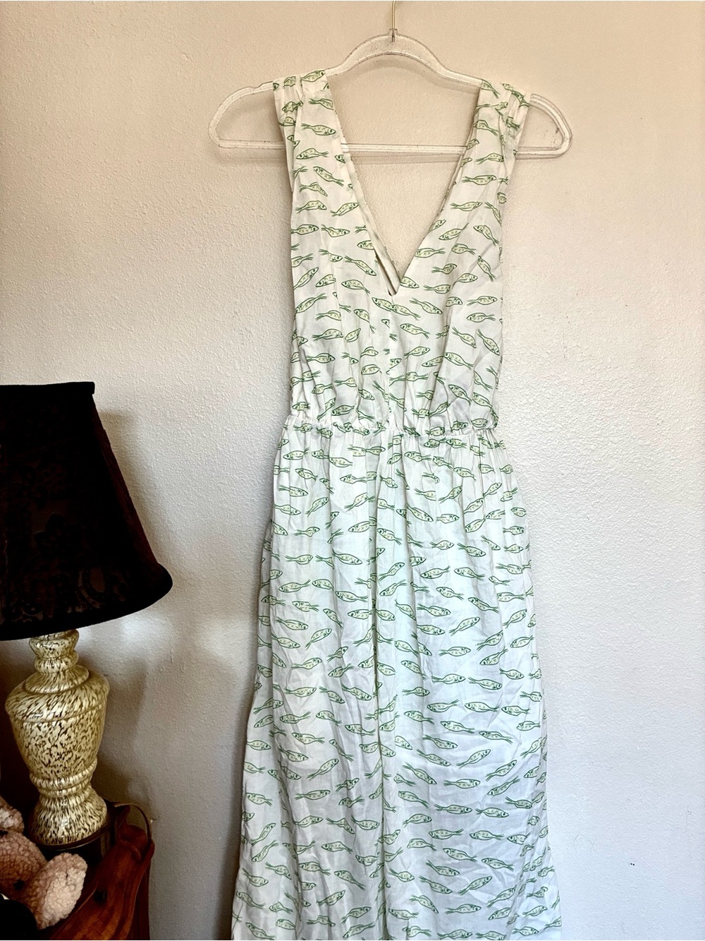 a.new day Maxi Fish Sardines print Sun Dress XS/S